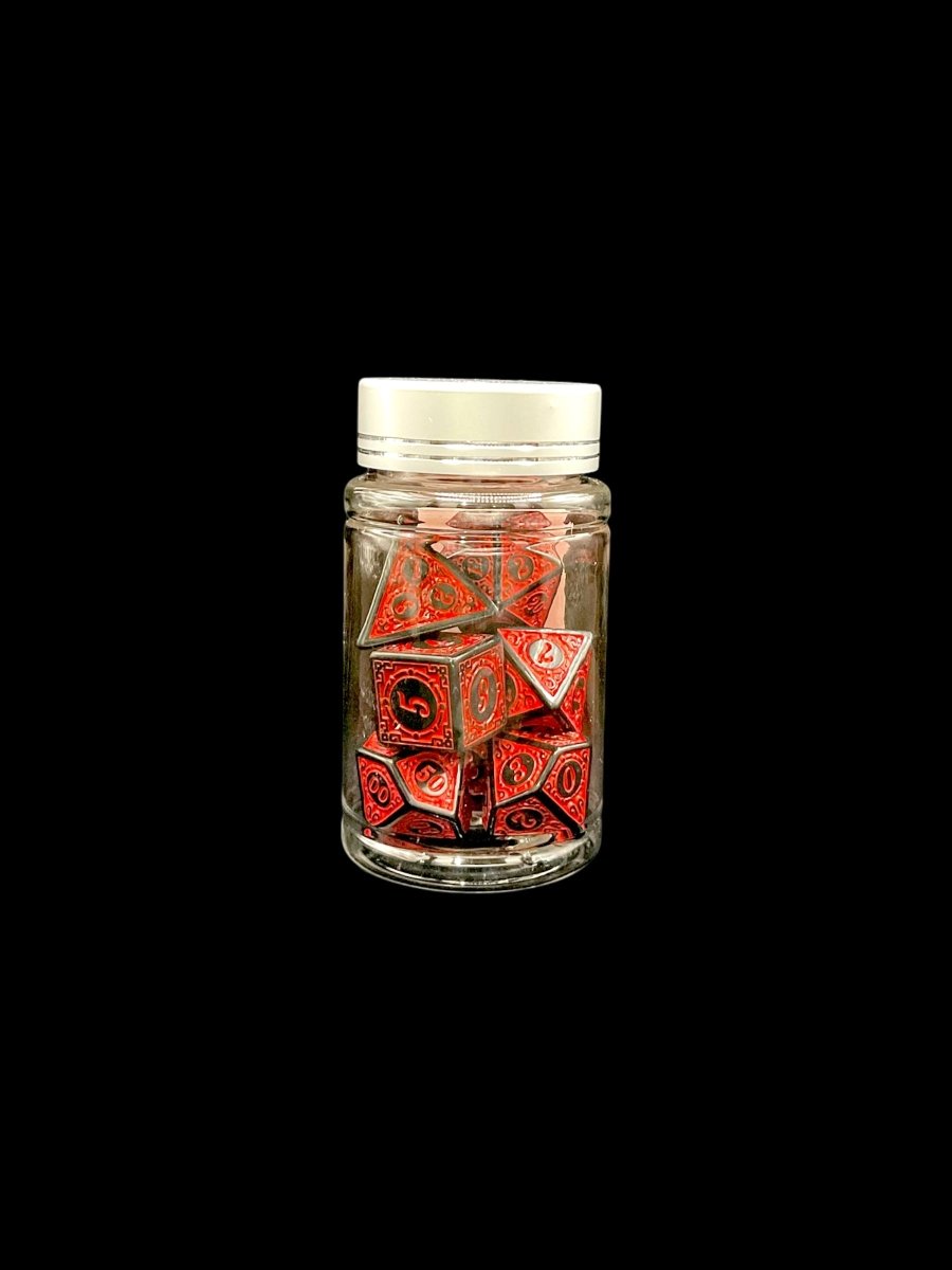Runic Red - Plastic Standard 7 Dice Set - D&D Dice - Gootzy Gaming