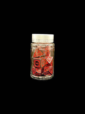 Runic Red - Plastic Standard 7 Dice Set - D&D Dice - Gootzy Gaming