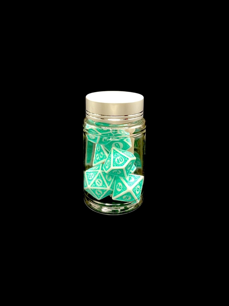 Runic Turquoise - Plastic Standard 7 Dice Set - D&D Dice - Gootzy Gaming