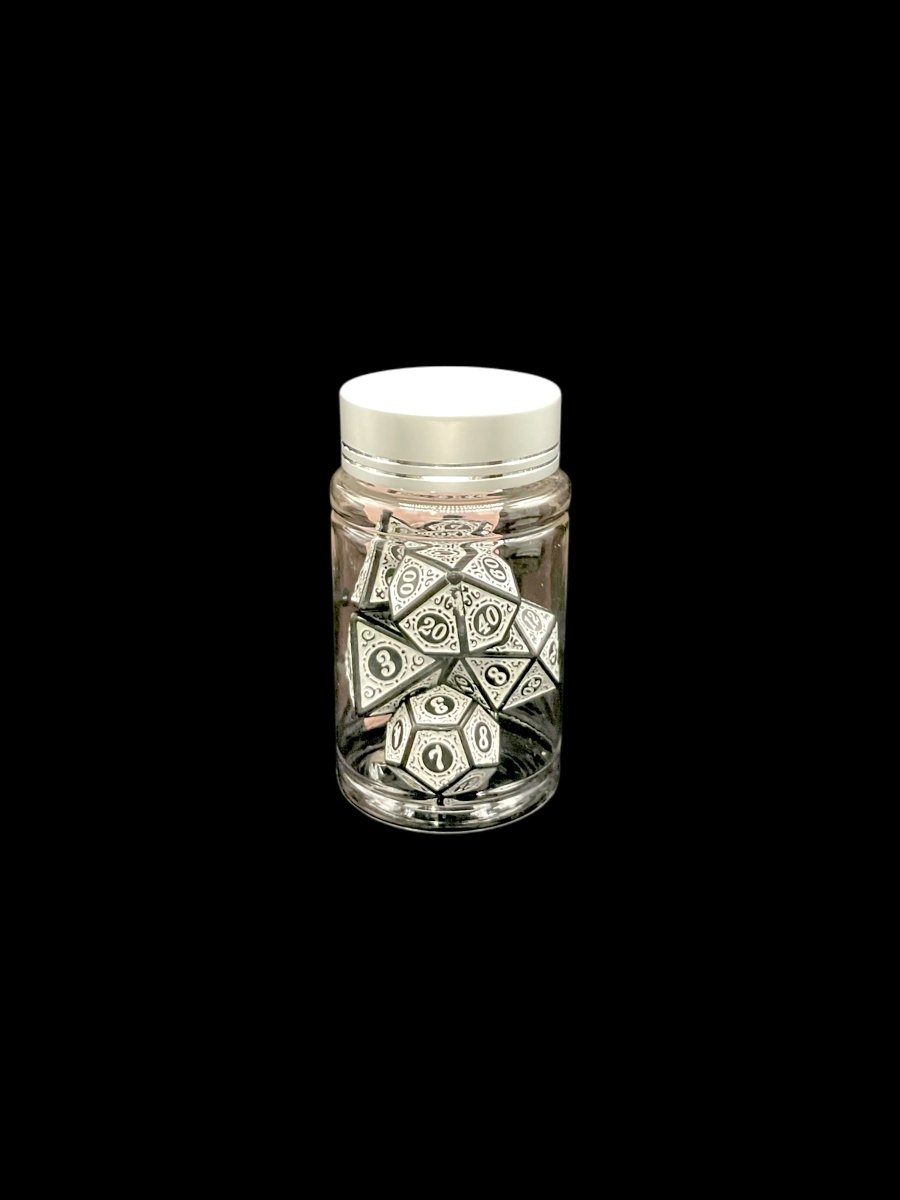Runic White - Plastic Standard 7 Dice Set - D&D Dice - Gootzy Gaming