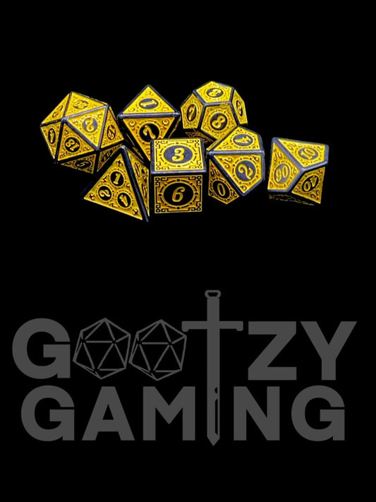 Runic Yellow - Plastic Standard 7 Dice Set - D&D Dice - Gootzy Gaming