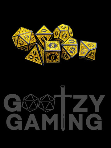 Runic Yellow - Plastic Standard 7 Dice Set - D&D Dice - Gootzy Gaming