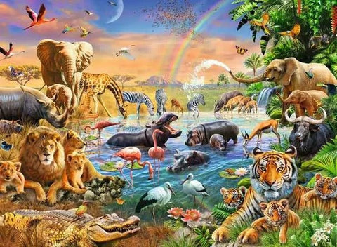 Savannah Jungle Waterhole 100 XXL Piece Puzzle - Gootzy Gaming