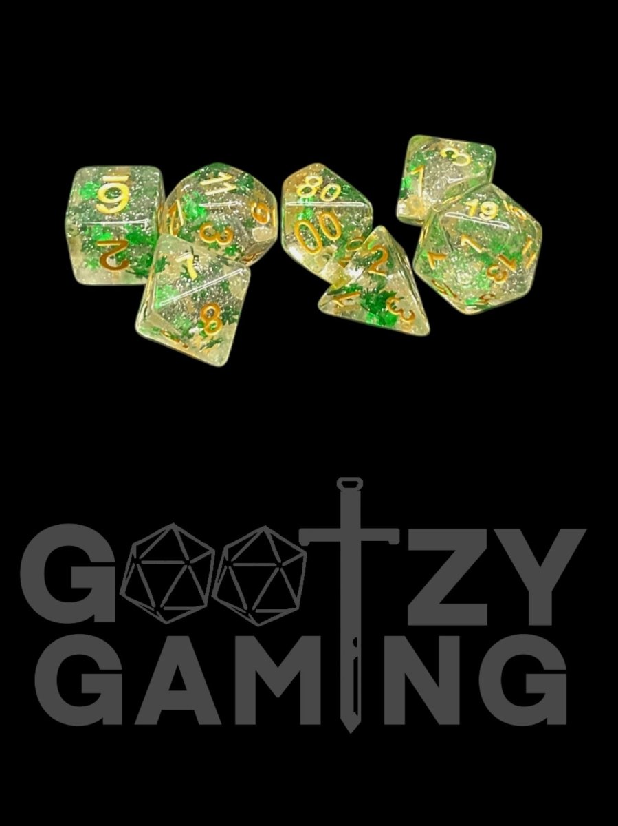 Shamrock Shimmer - Plastic Standard 7 Dice Set - D&D Dice - Gootzy Gaming