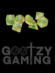 Shamrock Shimmer - Plastic Standard 7 Dice Set - D&D Dice - Gootzy Gaming