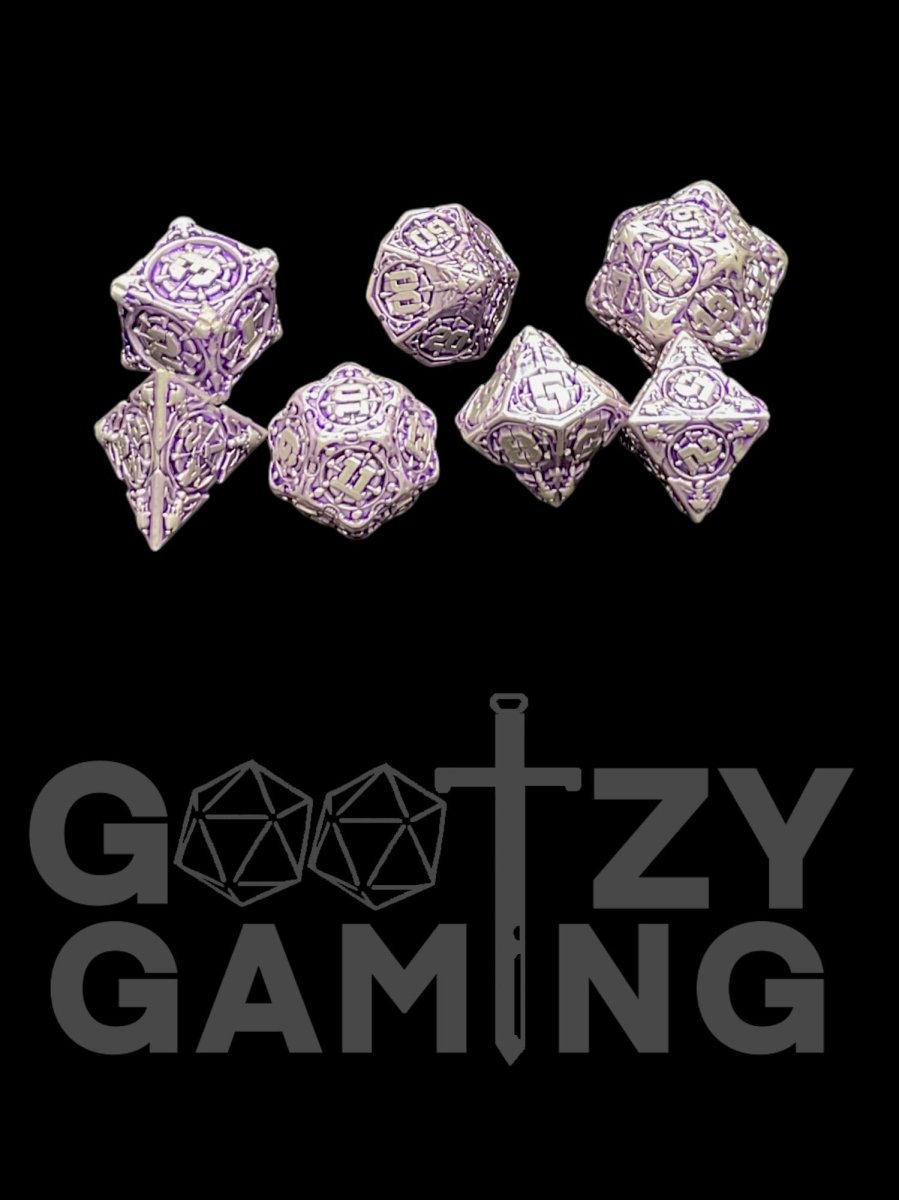 Shipwheel Silver - Metal 7 Dice Set - D&D Dice - Gootzy Gaming