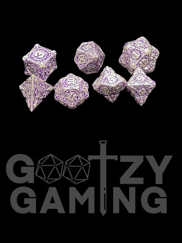 Shipwheel Silver - Metal 7 Dice Set - D&D Dice - Gootzy Gaming