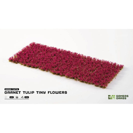 Grass Tufts - Garnet Tulip Tiny Flowers - Gamers Grass - 370x Self Adhesives