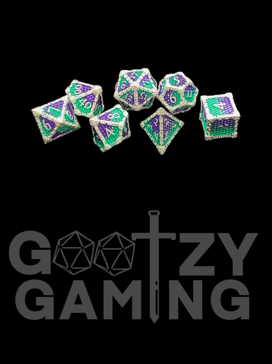 Sky Dragonscale - Metal 7 Dice Set - D&D Dice - Gootzy Gaming