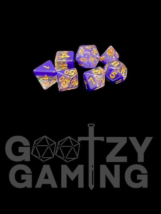 Sparkly Water - Plastic Standard 7 Dice Set - D&D Dice - Gootzy Gaming