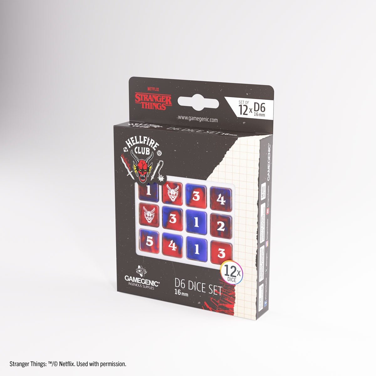 Stranger Things - Hellfire Club: D6 Dice Set (12x) - 16mm - Gootzy Gaming
