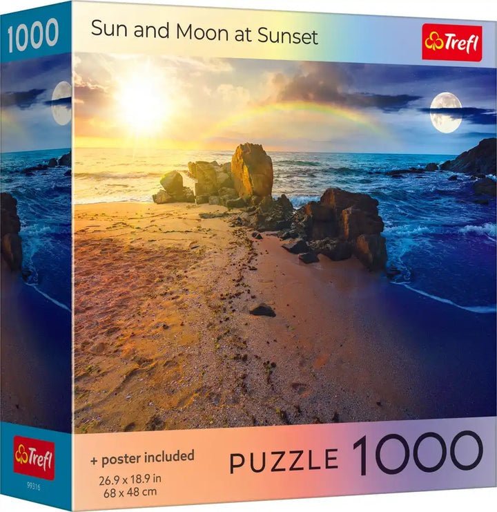 Sun and Moon at Sunset 1000 Piece Puzzle - Gootzy Gaming