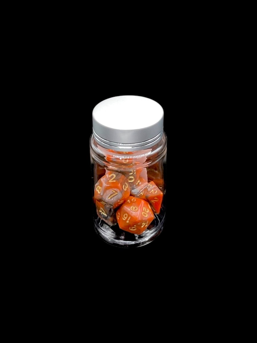 Sunset Metallic Swirl - Plastic Standard 7 Dice Set - D&D Dice - Gootzy Gaming