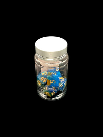 Super Sparkle Blue Gold - Plastic Standard 7 Dice Set - D&D Dice - Gootzy Gaming