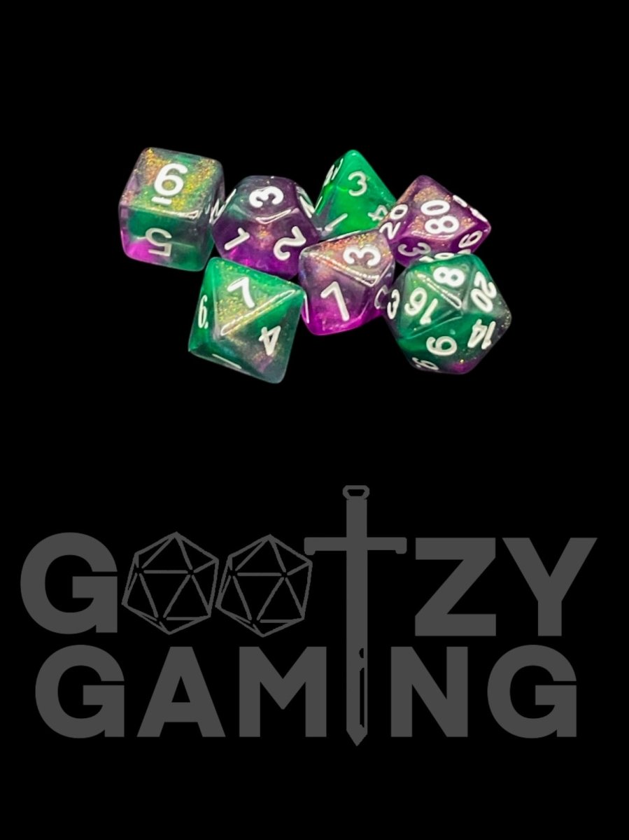Super Sparkle Crystal - Plastic Standard 7 Dice Set - D&D Dice - Gootzy Gaming