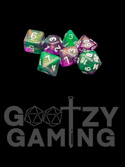 Super Sparkle Crystal - Plastic Standard 7 Dice Set - D&D Dice - Gootzy Gaming