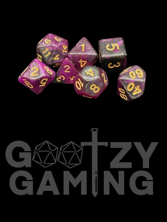 Super Sparkle Night - Plastic Standard 7 Dice Set - D&D Dice - Gootzy Gaming