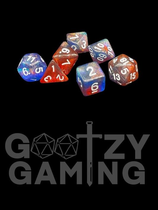 Super Sparkle Rainbow - Plastic Standard 7 Dice Set - D&D Dice - Gootzy Gaming