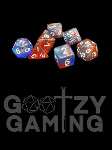 Super Sparkle Rainbow - Plastic Standard 7 Dice Set - D&D Dice - Gootzy Gaming