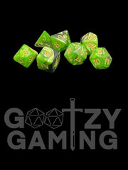 Toxic Metal Swirl - Plastic Standard 7 Dice Set - D&D Dice - Gootzy Gaming