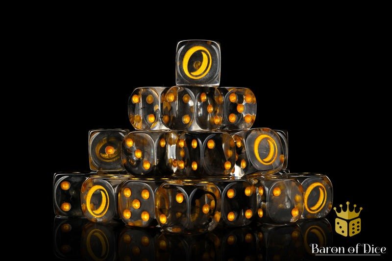 Translucent Gold Ring - Hand Crafted Resin 25 Round Corner Dice Set - Gootzy Gaming
