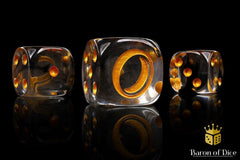 Translucent Gold Ring - Hand Crafted Resin 25 Round Corner Dice Set - Gootzy Gaming