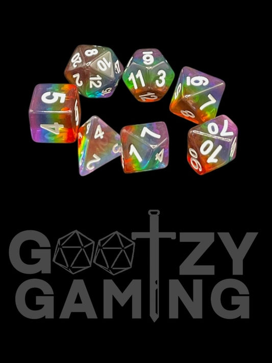 Translucent Rainbow - Plastic Standard 7 Dice Set - D&D Dice - Gootzy Gaming