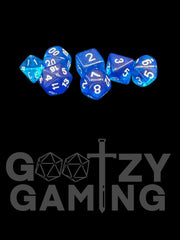 Transparent Blue - Plastic Standard 7 Dice Set - D&D Dice - Gootzy Gaming