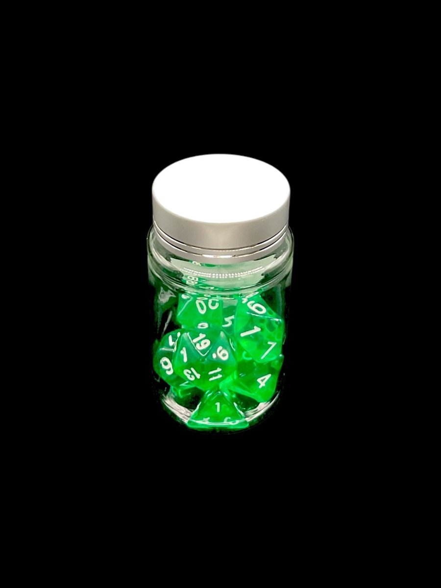 Transparent Green - Plastic Standard 7 Dice Set - D&D Dice - Gootzy Gaming