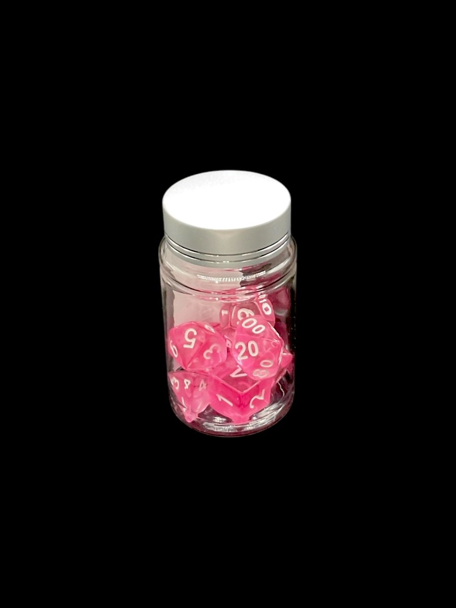 Transparent Pink - Plastic Standard 7 Dice Set - D&D Dice - Gootzy Gaming