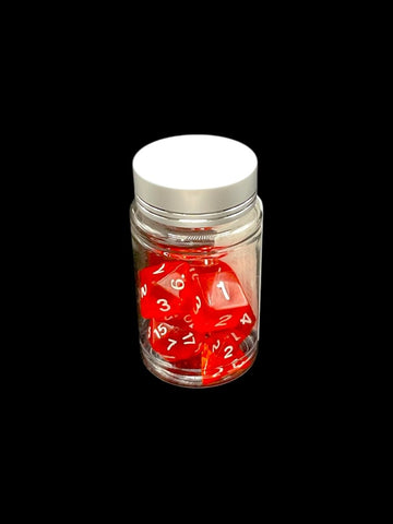 Transparent Red - Plastic Standard 7 Dice Set - D&D Dice - Gootzy Gaming