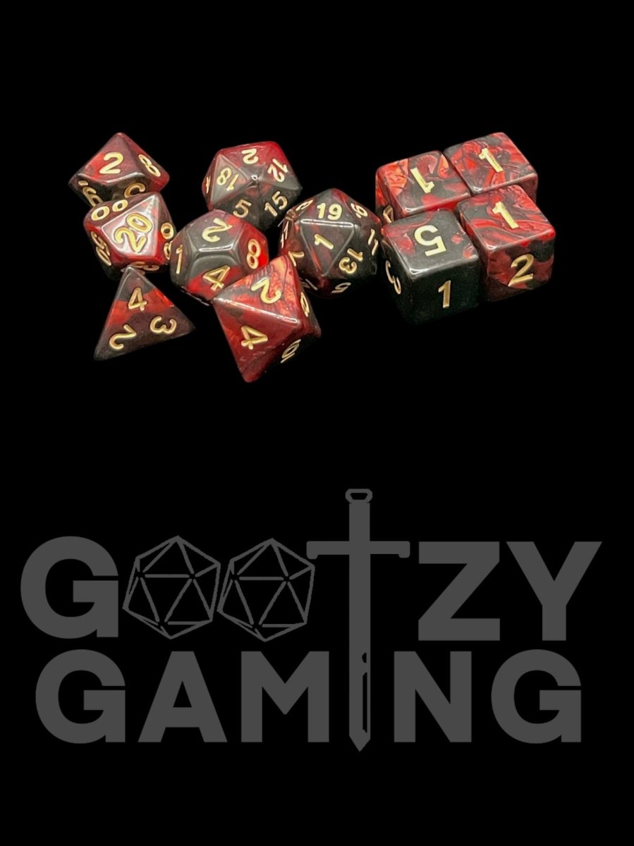 Vampire Swirl - Plastic Expanded 11 Dice Set - D&D Dice - Gootzy Gaming