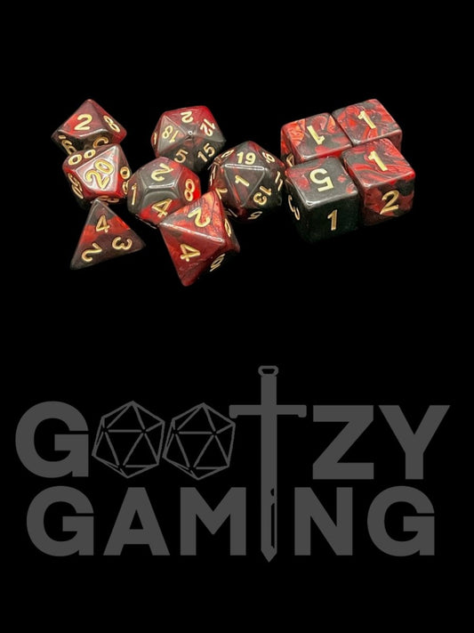 Vampire Swirl - Plastic Expanded 11 Dice Set - D&D Dice - Gootzy Gaming