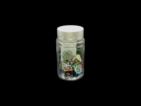 Vibranium Frame - Metal 7 Dice Set - D&D Dice - Gootzy Gaming