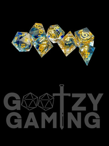 Water Corrupting Ring - Hand Crafted Resin Standard 7 Dice Set - D&D Dice - Gootzy Gaming