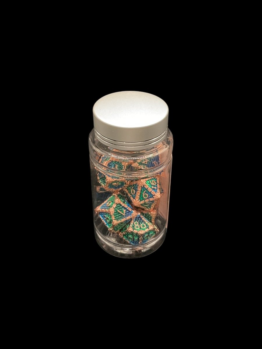 Water Dragonscale - Metal 7 Dice Set - D&D Dice - Gootzy Gaming