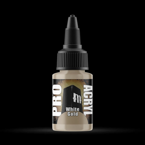 White Gold - Premium Metallic Acrylic Miniatures Paint - Monument Hobbies - 22 mL Dropper Bottle - Gootzy Gaming