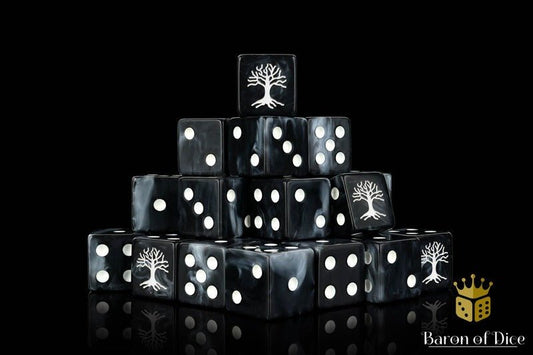 White Tree - Hand Crafted Resin 25 Round Corner Dice Set - Gootzy Gaming