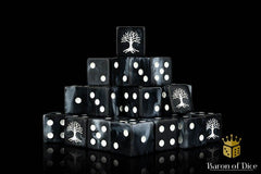 White Tree - Hand Crafted Resin 25 Round Corner Dice Set - Gootzy Gaming