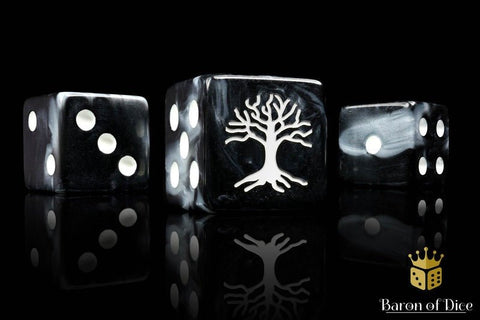 White Tree - Hand Crafted Resin 25 Round Corner Dice Set - Gootzy Gaming
