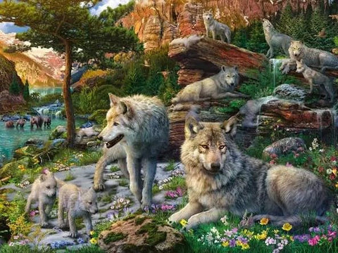 Wolves in Spring 1500 Piece Puzzle - Gootzy Gaming