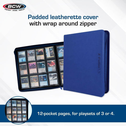 Z - Folio 12 Pocket Zippered LX Side Loading Binder - Blue - Gootzy Gaming
