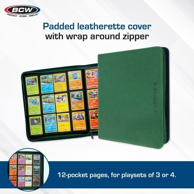 Z - Folio 12 Pocket Zippered LX Side Loading Binder - Green - Gootzy Gaming
