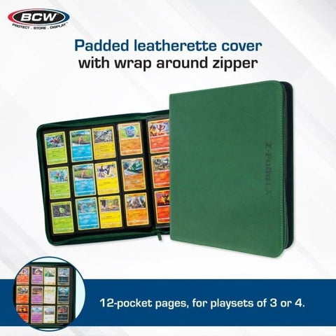 Z - Folio 12 Pocket Zippered LX Side Loading Binder - Green - Gootzy Gaming