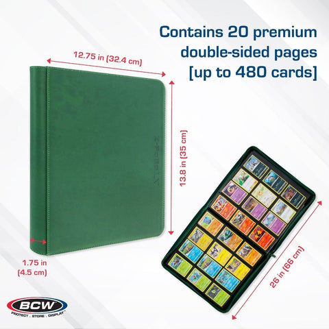 Z - Folio 12 Pocket Zippered LX Side Loading Binder - Green - Gootzy Gaming