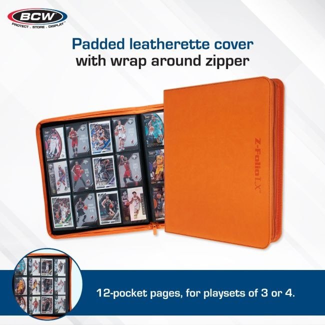 Z - Folio 12 Pocket Zippered LX Side Loading Binder - Orange - Gootzy Gaming