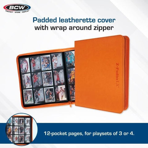 Z - Folio 12 Pocket Zippered LX Side Loading Binder - Orange - Gootzy Gaming