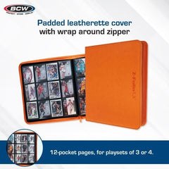 Z - Folio 12 Pocket Zippered LX Side Loading Binder - Orange - Gootzy Gaming