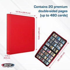 Z - Folio 12 Pocket Zippered LX Side Loading Binder - Red - Gootzy Gaming
