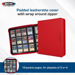 Z - Folio 12 Pocket Zippered LX Side Loading Binder - Red - Gootzy Gaming